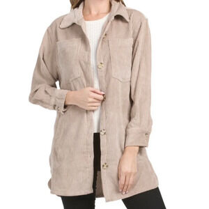 ASHELY by 26 International Atmosphere Corduroy Shacket with Side Slits Large